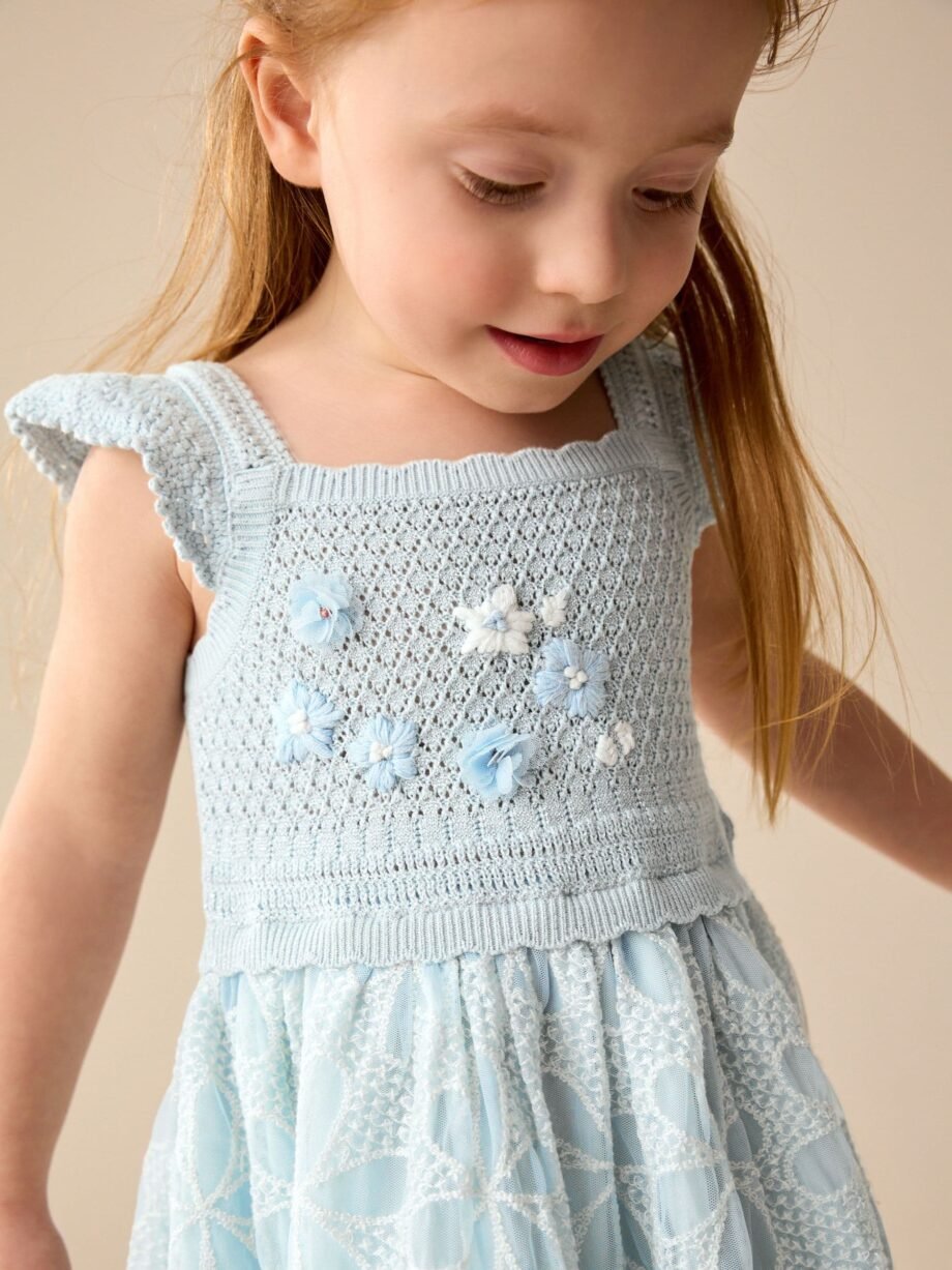 Light Blue Occasion Knit Dress (3mths-10yrs)