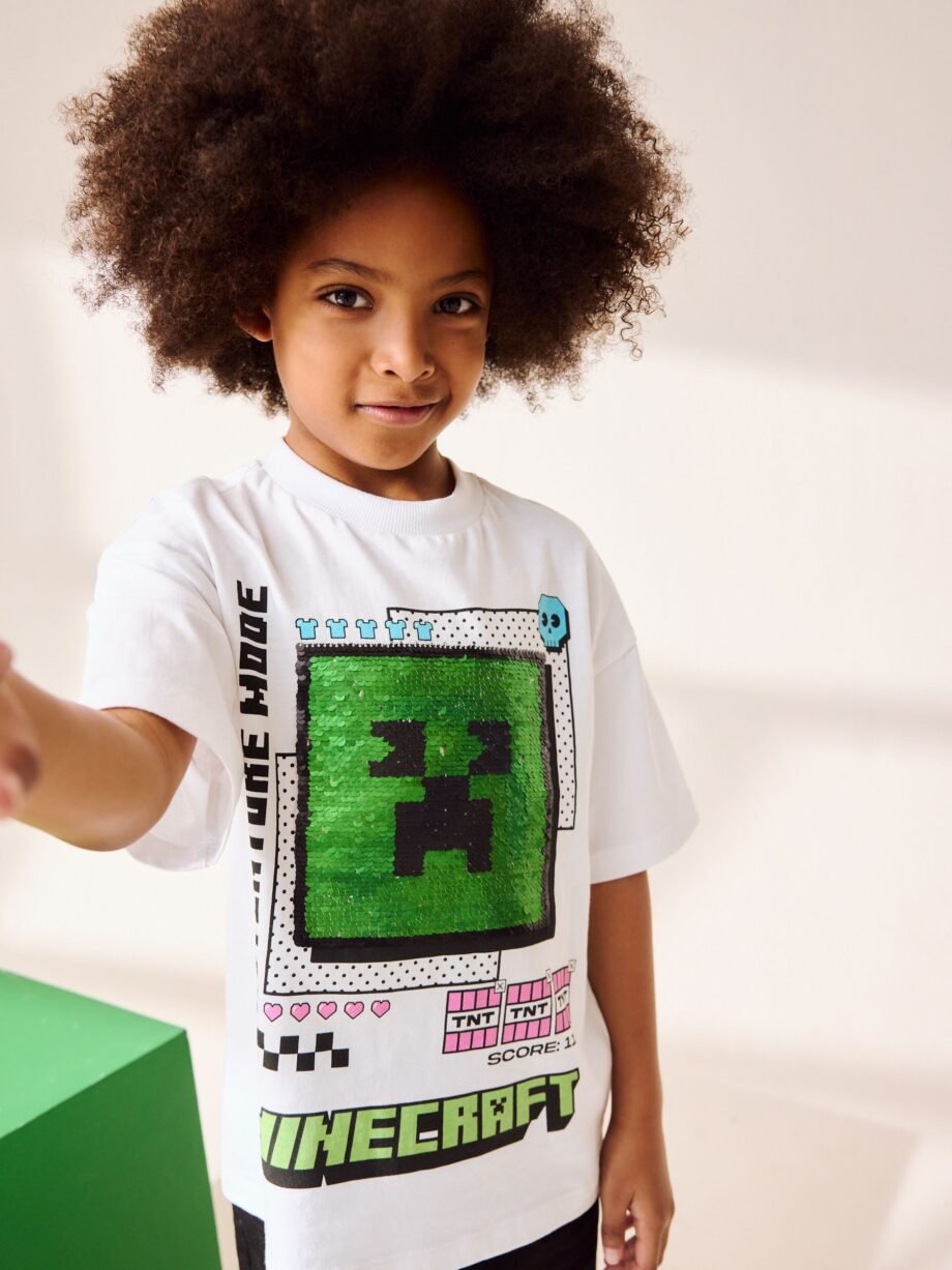 White Bold Licensed Minecraft T-Shirt (3-16yrs)