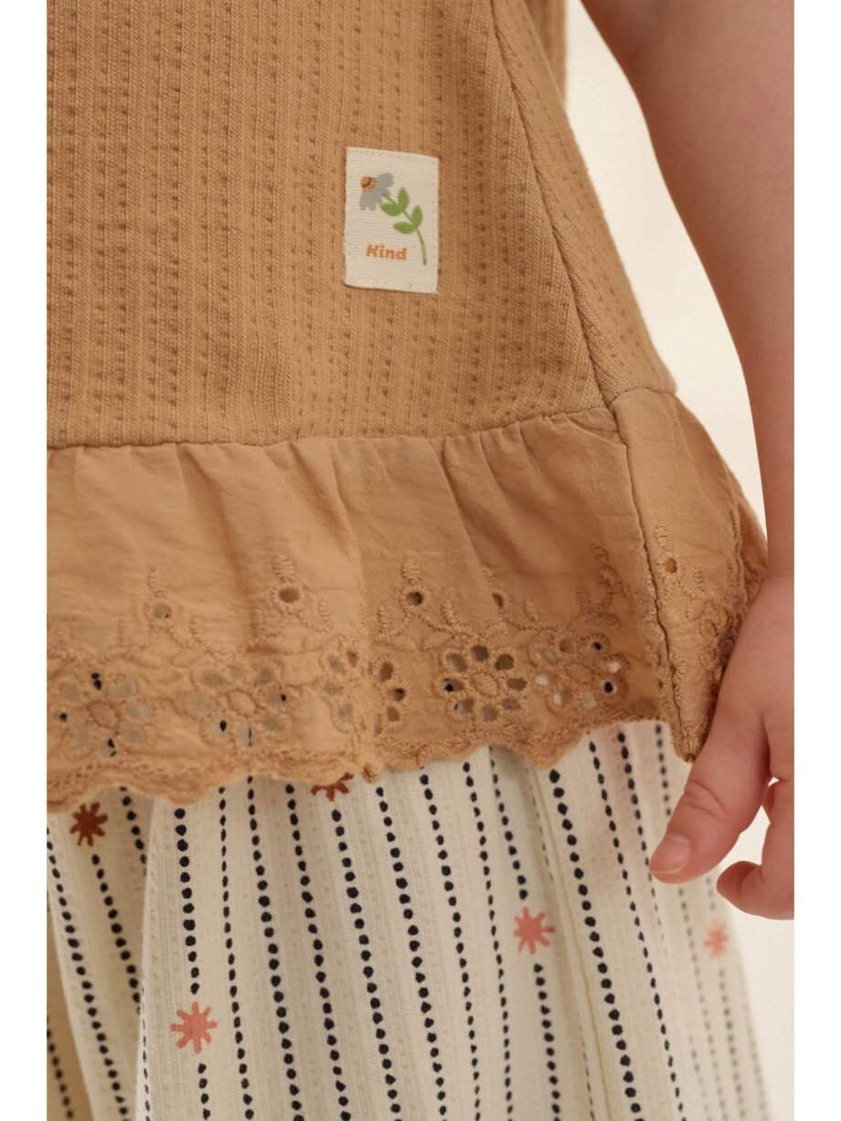 Neutral/Tan Frill Vest and Wide Leggings Set (3mths-7yrs)