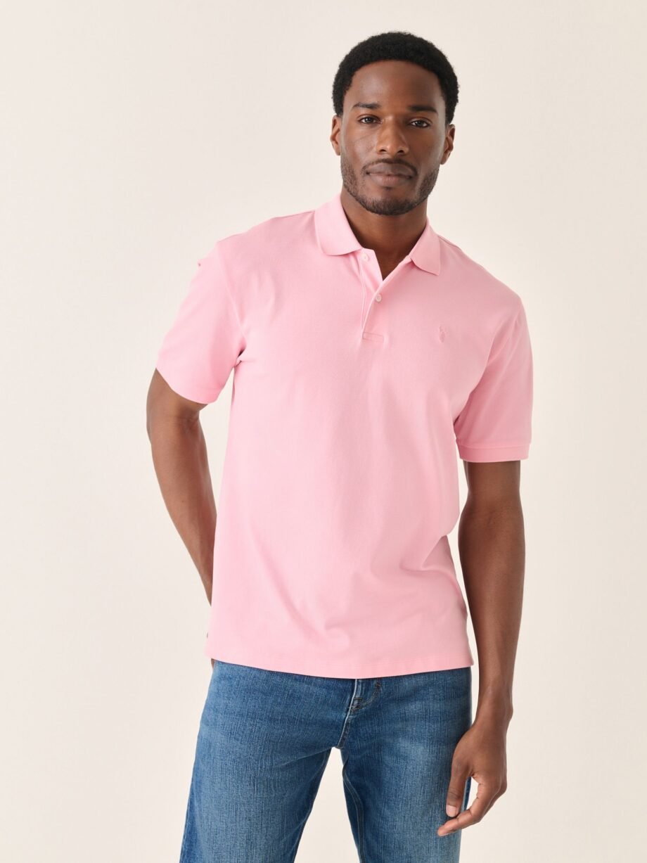 Bright Pink Regular Fit Short Sleeve Pique Polo Shirt