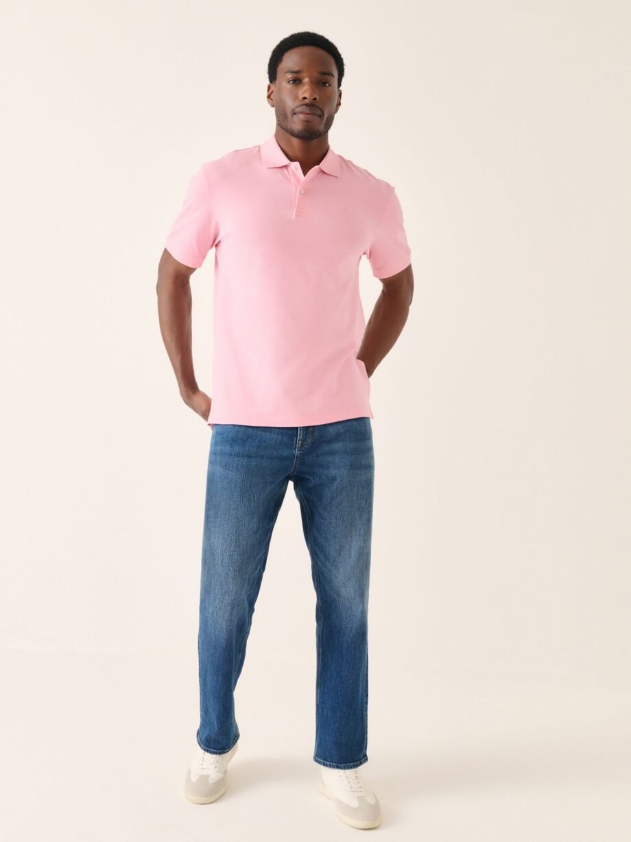 Bright Pink Regular Fit Short Sleeve Pique Polo Shirt