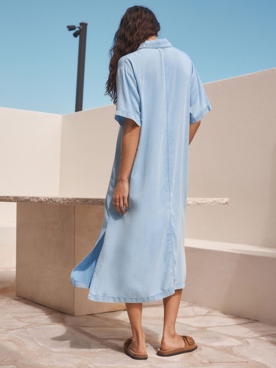 Mid Blue Lightweight TENCEL™ Denim Maxi Dress