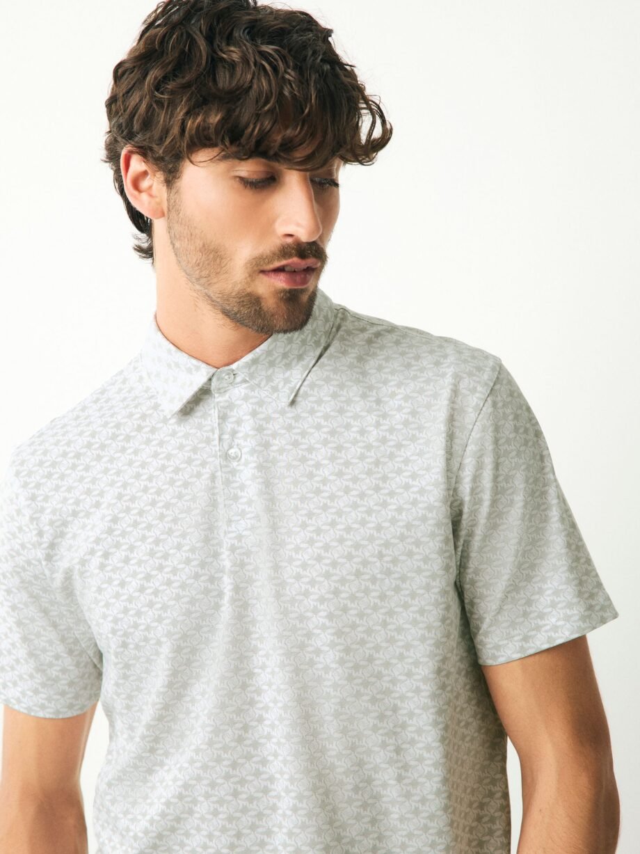 Grey Stingray Short Sleeve Print Polo Shirt