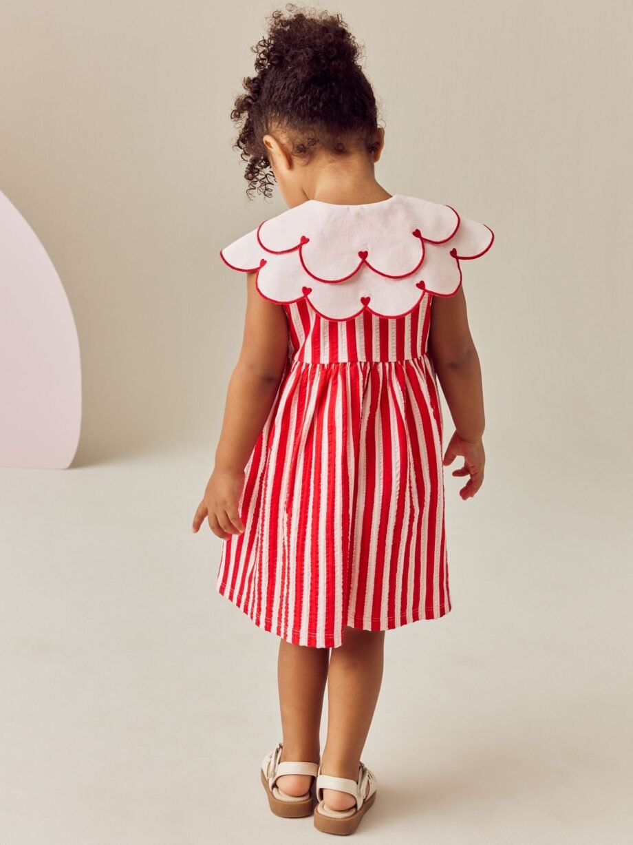 Heart Red Sleeveless Collar Summer Dress (3mths-7yrs)